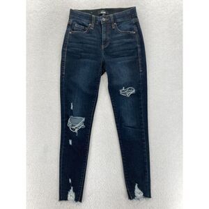 LuLaRoe‎ With Love Jeans Women's 24 Skinny Dark Blue Stretch Denim Distressed